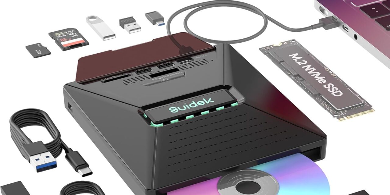 The Swiss army knife of USB DVD drives is on sale, also features a built-in M.2 SSD slot, USB hub, and SATA hard drive dock — $26 for DVD writer and hub, $39 gets an added SATA or M.2 SSD dock