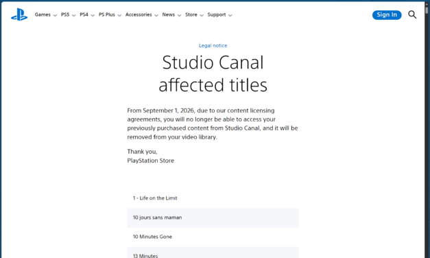 <div>PlayStation is removing over 500 movies from UK customers’ accounts with no refunds — Iconic films like Terminator 2, Apocalypse Now, and Mulholland Drive are getting deleted</div>