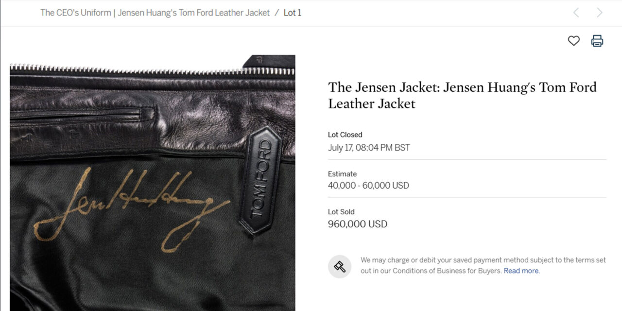 Nvidia CEO Jensen Huang’s trademark leather jacket raises nearly $1 Million at charity auction — bidding makes $60,000 valuation look like pocket change