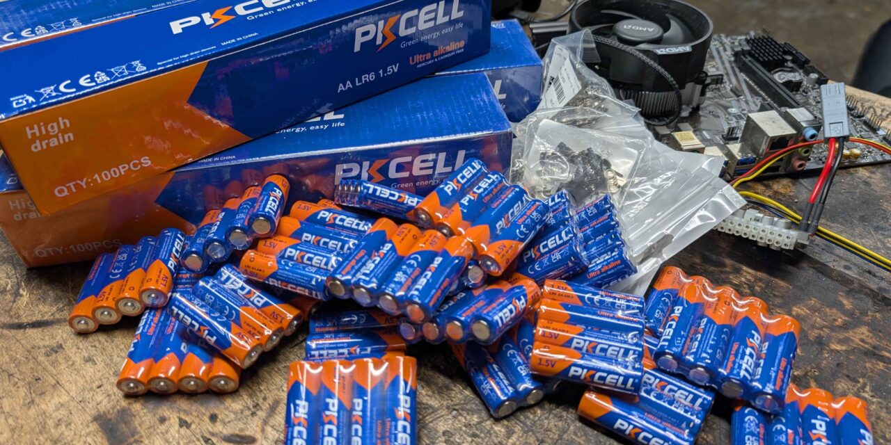 Crazed enthusiast runs PC on 192 AA batteries, successfully boots into Hannah Montana Linux — System is stable during stress testing and even plays FreeDoom