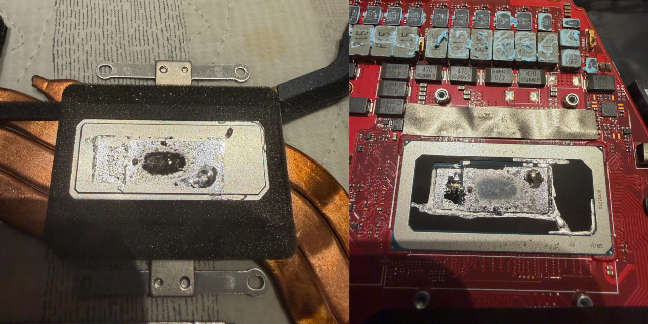 Poor liquid metal application almost destroys Asus Zephyrus M16 laptop, eats through the processor lid — paste replacement triples framerates, drops temps, and eliminates hard crashes