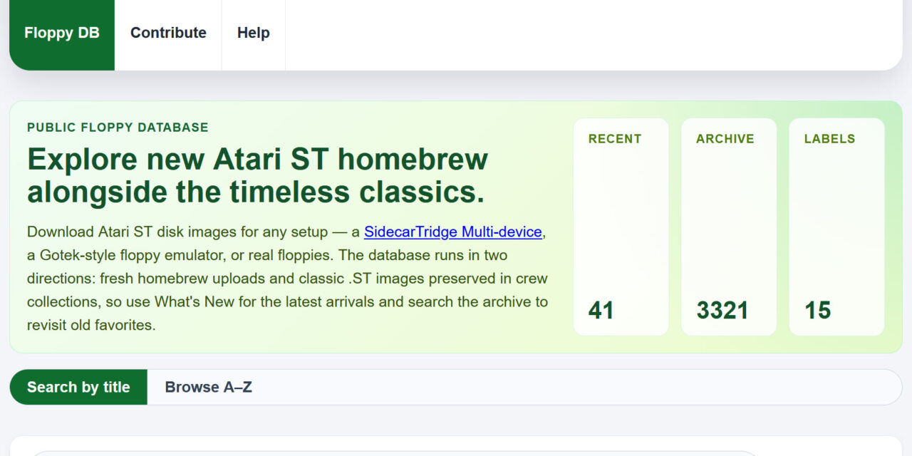 Atari ST Public Floppy Database now open for everyone — online archive originally designed for ST flash cart packed with classics and homebrew