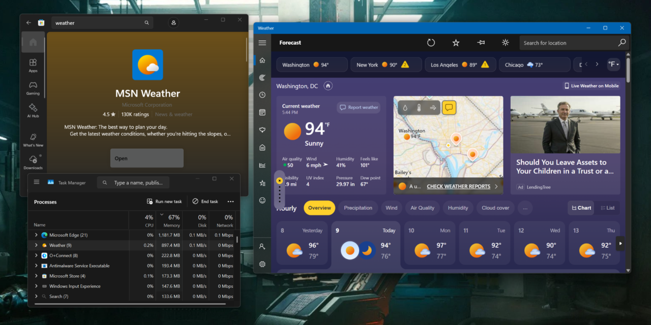 <div>Windows 11’s built-in weather app hogs more than 1.2 gigabytes of RAM just to tell the forecast — memory-sucking web wrapper filled with ads masquerades as an actual application</div>