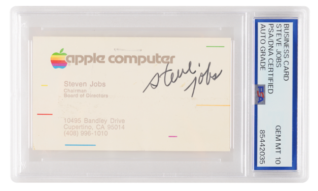 Gem Mint signed 1983 Steve Jobs business card opens at $70,000 — second signed card from that era after $180,000 record sale