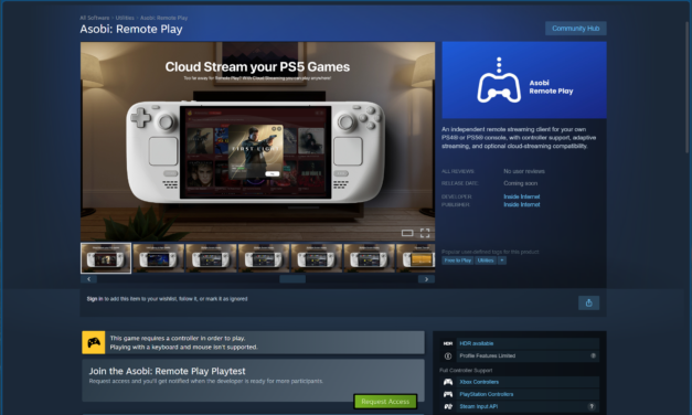 Asobi Remote Play app lets gamers stream PS4 and PS5 games on the Steam Deck, even without a console — dev breaks PlayStation Plus Premium cloud gaming support free of the PlayStation Portal
