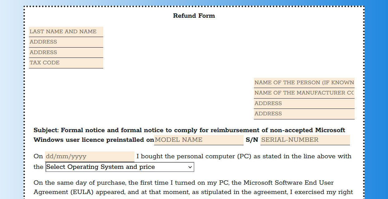 Get up to $175 back for your pre-installed Windows 11 license — new portal provides legal forms, but warns buyers not to wipe storage first